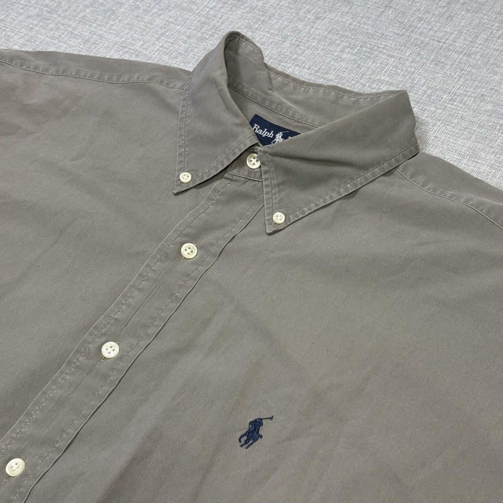 Ralph Lauren Blake Vintage Button-Down Shirt Mens XL Gray Cotton Short Sleeve
